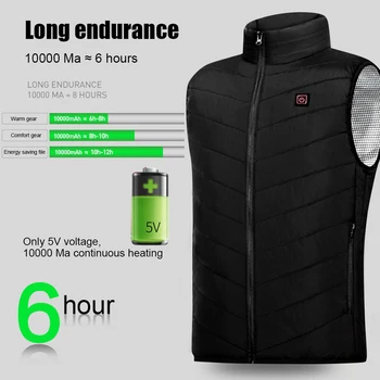 Unisex Electric Heated Jackets 9 Heating Vest Zones Heated Coat Washable Lightweight USB Heating Jacket For Camping S - 7XL 2