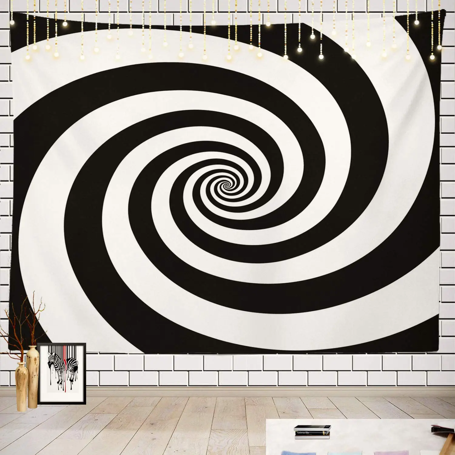 

Black and White Tapestry,Illusion Motif Minimalist Reflecting Symmetric Tapestry,Wall Hanging Decor for Bedroom Living Room Dorm