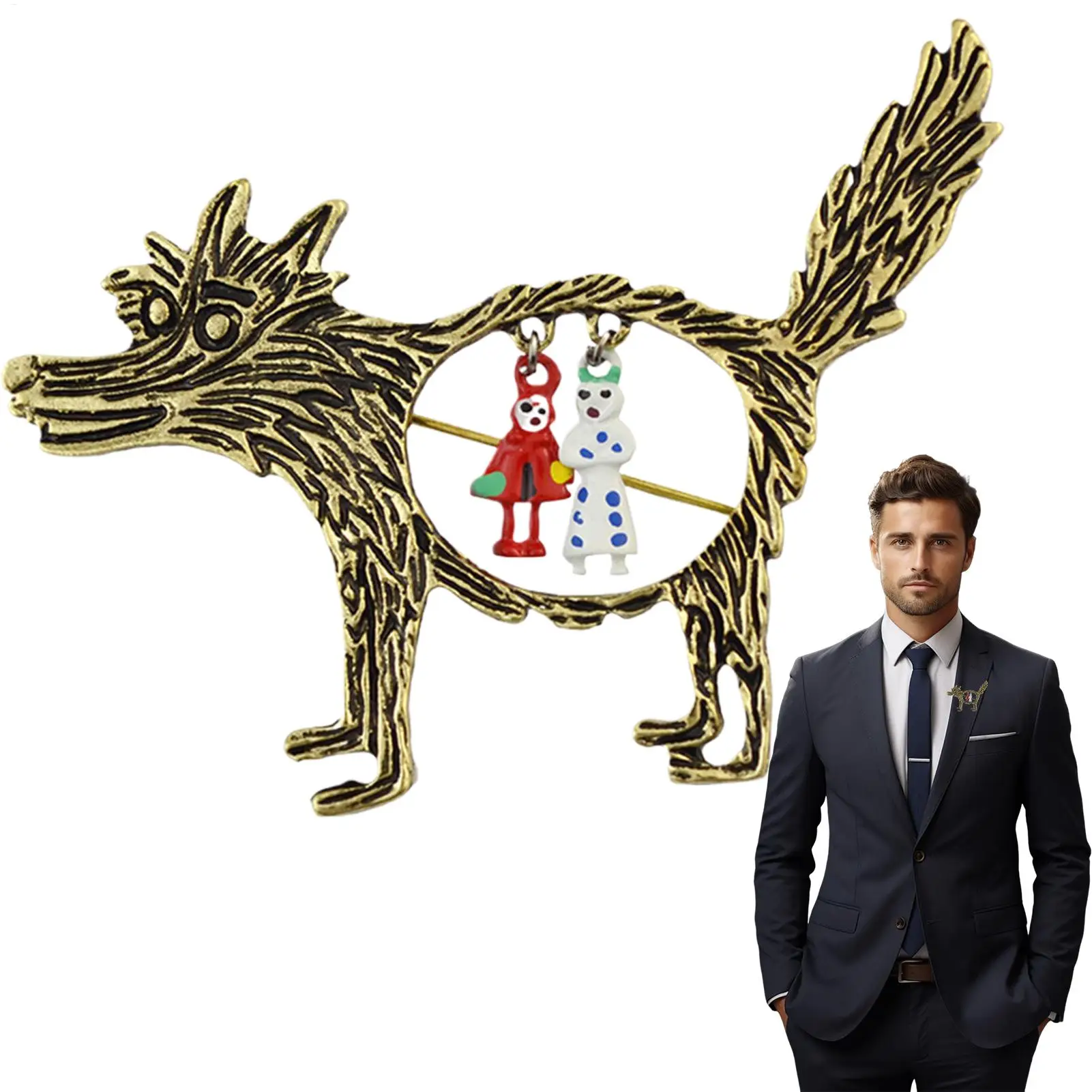 Wolf Brooch Pin Cool Brooch Lapel Pin Wolf Animal Brooch Elegant Holiday Brooch Pin Dress Shirt Clips for Women Girls