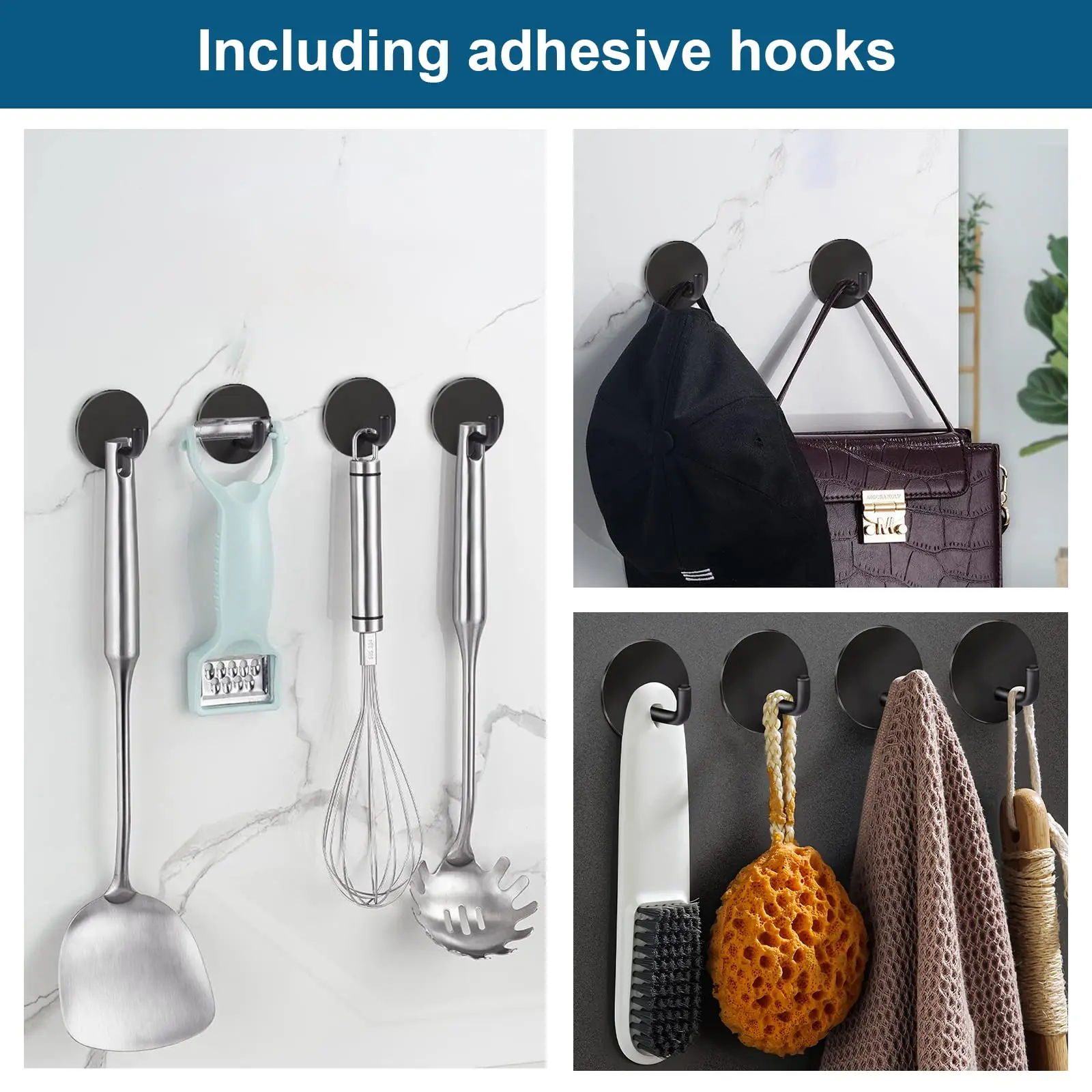 Wall Mount Hooks 4pcs Razor Holder Stainless Steel Shower Adhesive Sticky Wall Hooks