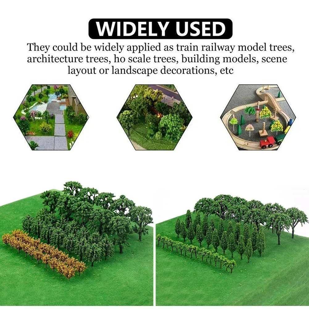 Model Tree Ornament Miniature Tree Ornament 50pcs Train Artificial Miniature Tree Plastic Model Scenery Railroad Decoration Building Landscape Micro Accessories Toys