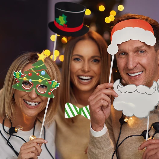 Christmas Photo Booth Props Santa Claus Snowman Masks Lips Beard Photo Props New Year Xmas Party Decoration Noel Navidad Gifts party photo props