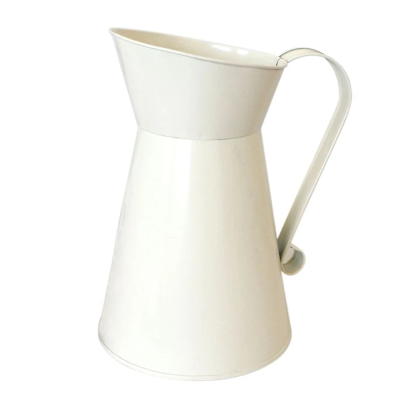 

Farmhouse Milk Jug Vase Rustic White Watering Flower Pot Vintage Primitive Decor D08D