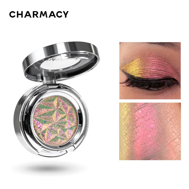 CHARMACY 10 Colors Glitter Long Lasting MultiChrome Chameleon Holographic Eyeshadow Powder Pigment Eye Makeup for Women Cosmetic