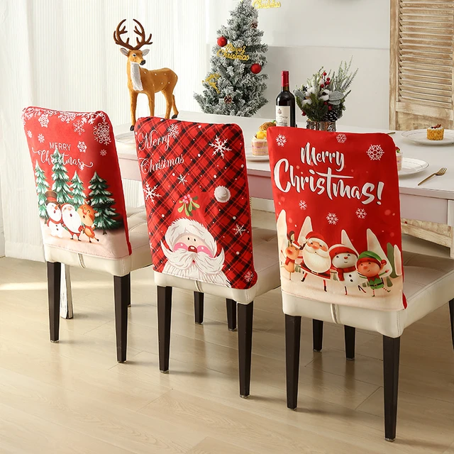 4/6pcs Housse De Chaise De Noël En Tissu Pour Sapin De Noël Père