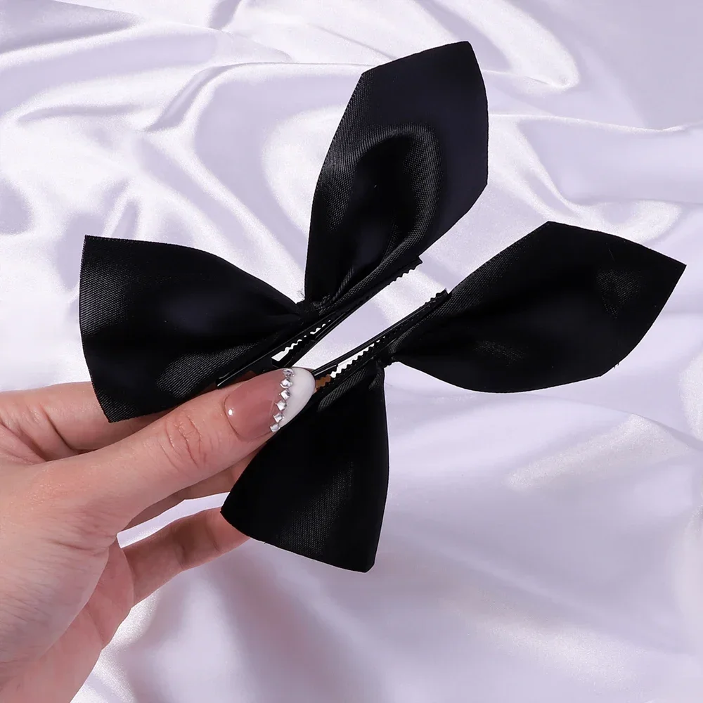 Samt-Haarschleifen Für Frauen & Mädchen – 2 Stück Set In Schwarz & Burgunder, Vintage-Look