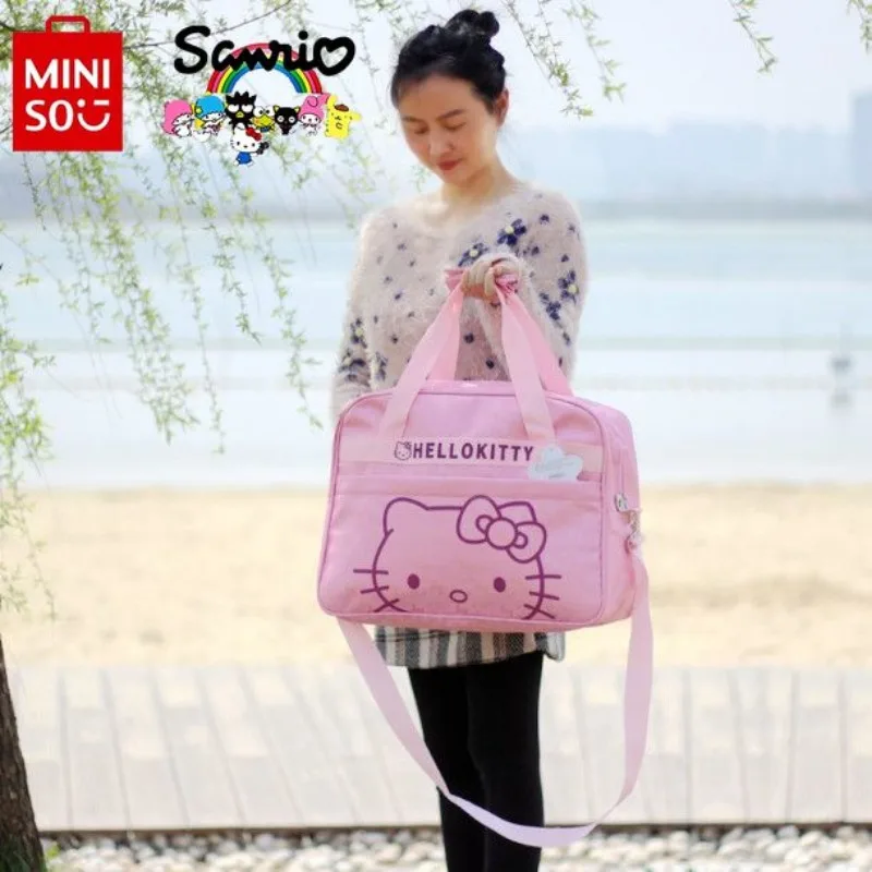Miniso Hello Kitty New Travel Bag Fashionable High Quality Travel Storage Bag Large Capacity Multi Functional Home Storage Bag