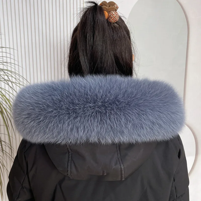 Fox Fur Collar Winter For Women Luxury Female Scarves Hood Trims Fur Decor Shawl For Coat  Natural Fur Shawls Furry Fur Scarf