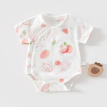 AYNIGIELL Summer Pure Cotton Clothes Newborn Baby Girls Boys Romper Cotton Short-sleeved Bodysuit Infant Baby Clothes