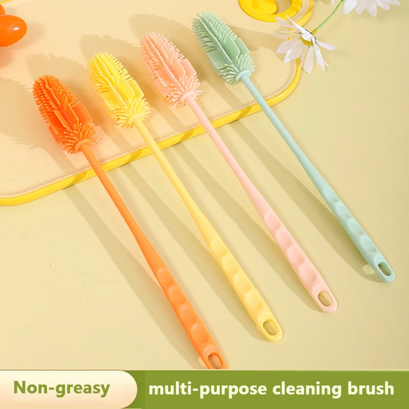 

Long Handle Silicone Milk Bottle Brush Cup Scrubber Glass Cleaner Kitchen Cleaning Tool Drink Bottle Glass Cup Cleaning Brush