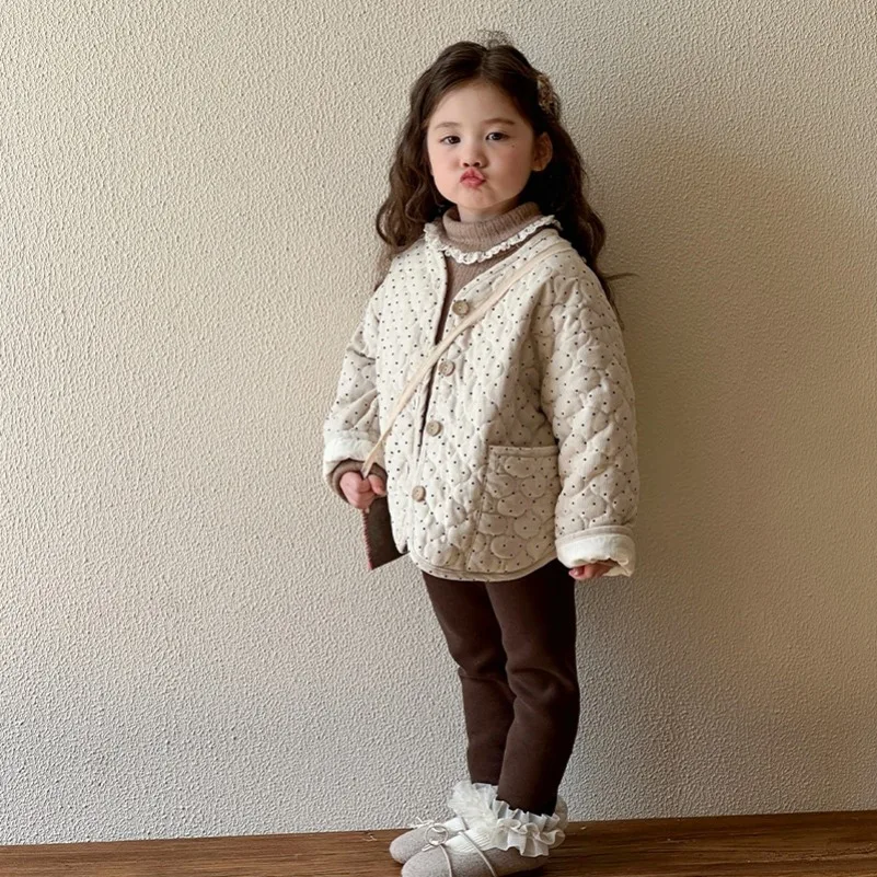 Korean New Thickened Girl Winter Cotton Coat for Baby Girls Warm Cotton Jacket