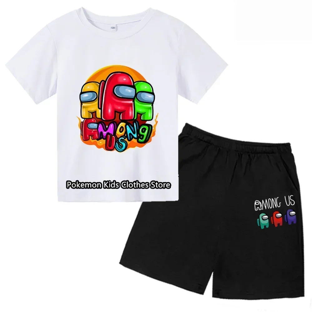 Summer Game Impostor T-shirt Kids Girls Casual Stitch Tshirt Baby Boy Teen Clothes Fashion Brand Disney Spiderman Sports Set 2