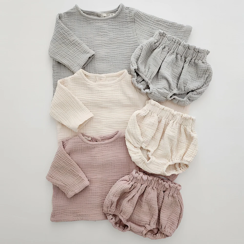 

Baby Girls Cotton Long Sleeve Top Cardigan Shirts+Bloomer Shorts Set Toddler Spring Outfits Newborn Baby Boy Clothing Set Summer