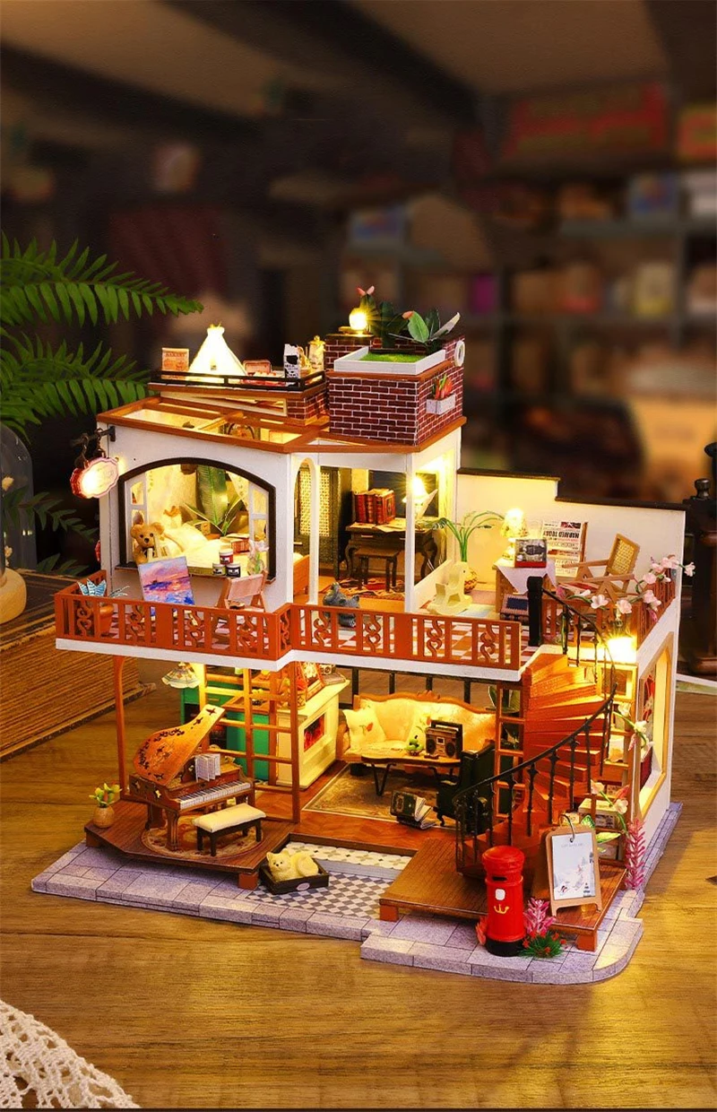 Double Vintage Villa DIY Miniature Dollhouse