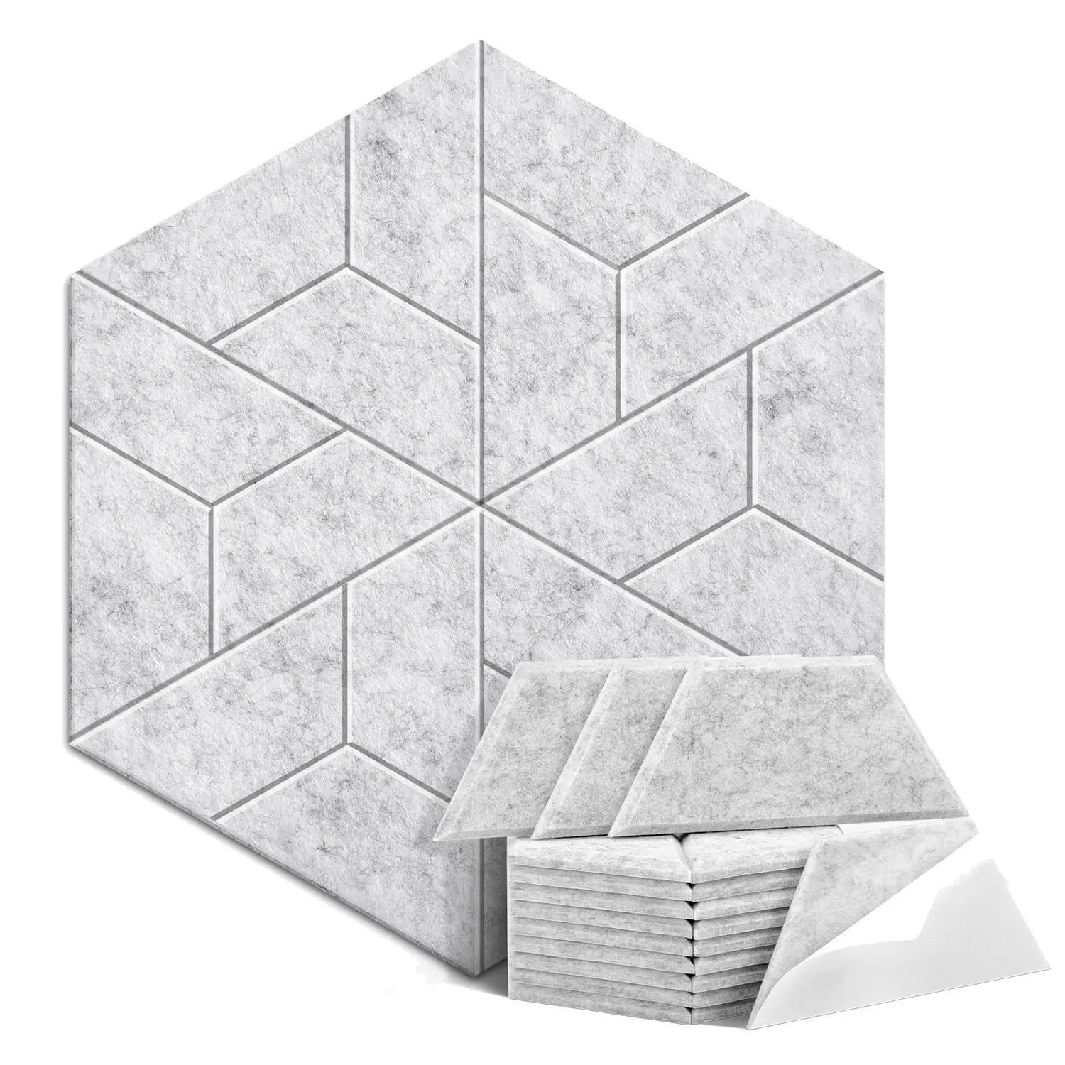 

18 Pack Acoustic Panels Sound Absorbing,Hexagon Self Adhesive Soundproof Wall Panels Office Studio, Silver Gray