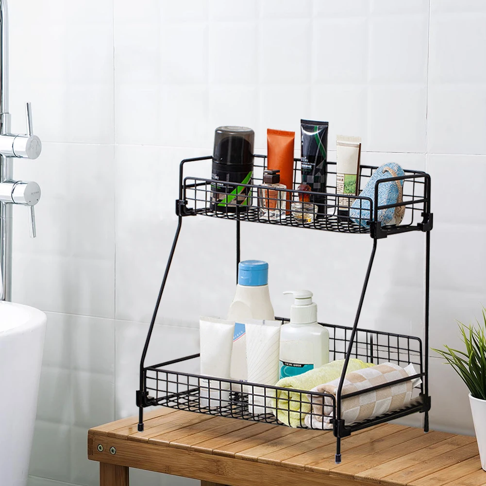 Standing 2 Tiers Spice Herb Jar Rack Holder Storage Organizer Counter Shelf Black: 3 - 5 Days Free Delivery Only UK