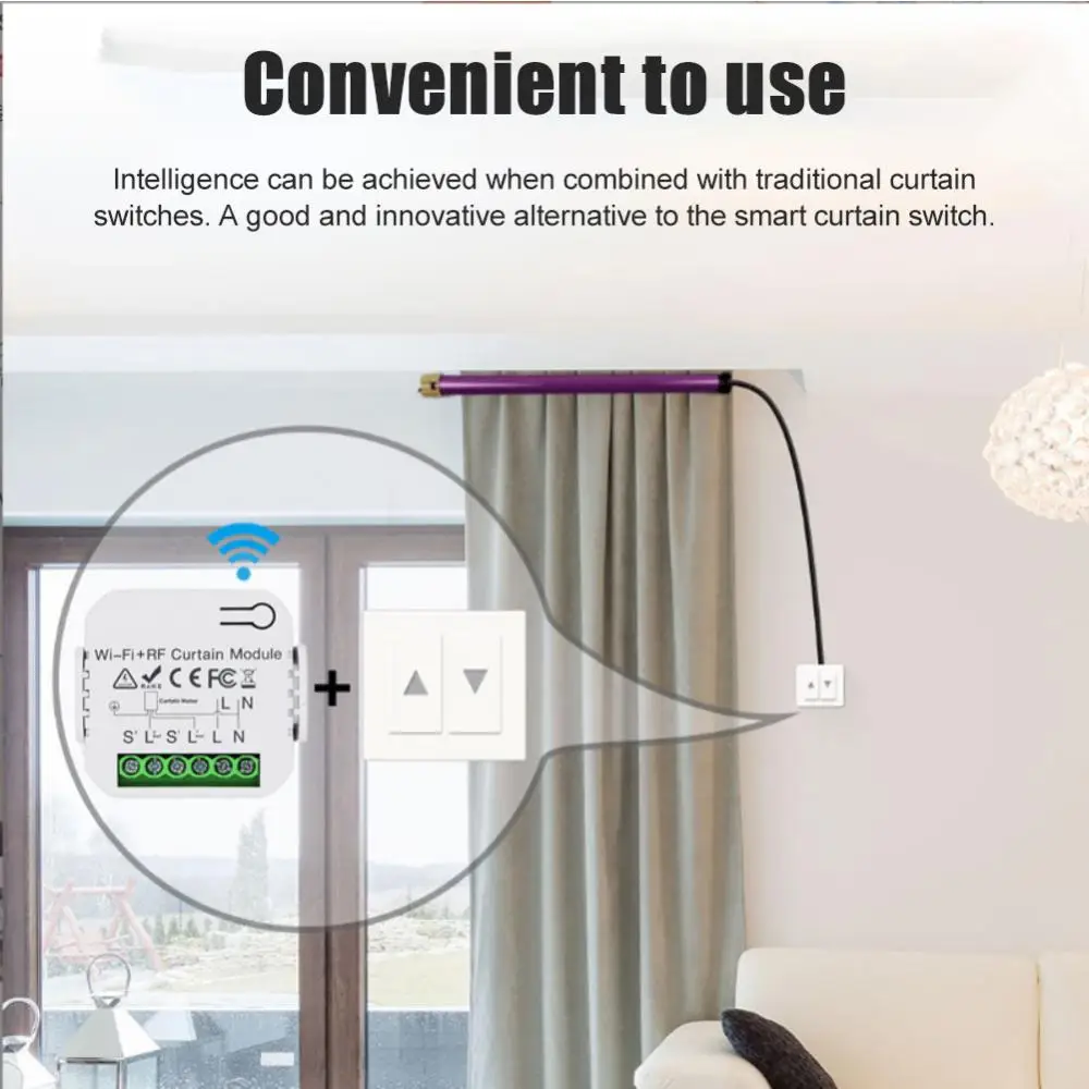 Tuya-Joli connecté pour rideau motorisé, Wi-Fi, avec télécommande, compatible avec Alexa et Google Home