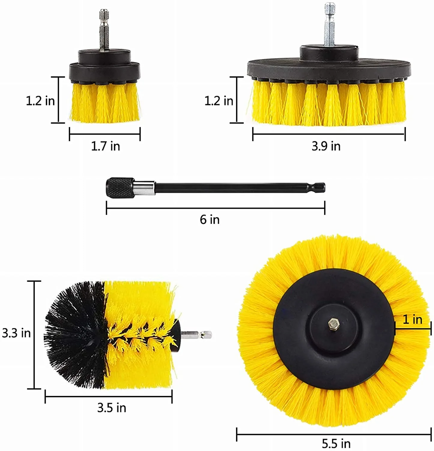 Yellow 5-piece set cleaning electric drill brush nylon tool brush round electric drill detail set