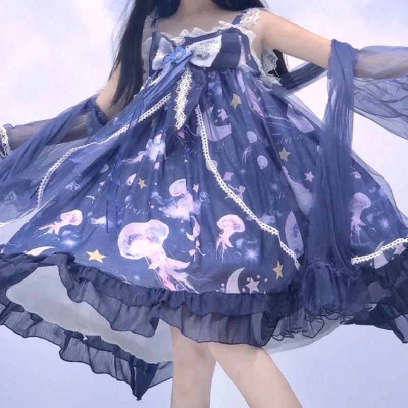 Kawaii Sea Blue Jellyfish Lovely Lolita Dress