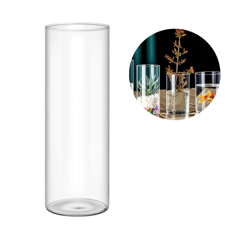 Clear Glass Vase Glass Cylinders Vase Florals Container, Flower Vase Perfect for Displaying Flowers in Any Space Dropship 5