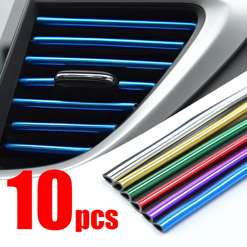 Car Air Conditioner Vent Outlet Decorative Strips 10Pcs U-shape Moulding Trim Strips Car Styling Decor Interior Accessories
