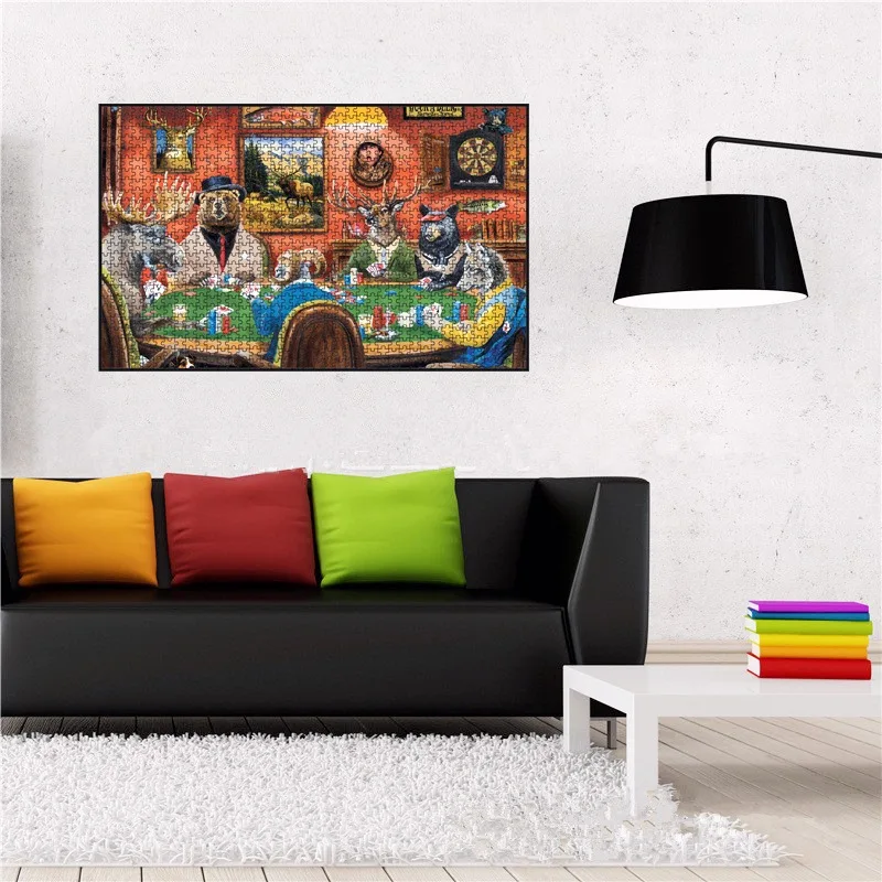 69*51cm 1000 Pieces Paper Jigsaw Puzzle Psychedelic Card Game Animals Painting Educational Entertainment Adult Children Toys