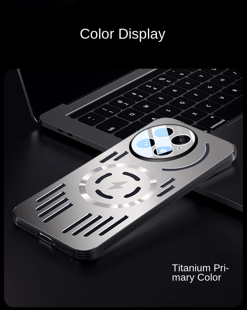 Premium Hard Metal Heat Dissipation Magnetic Wireless Charging Protective Back Cover