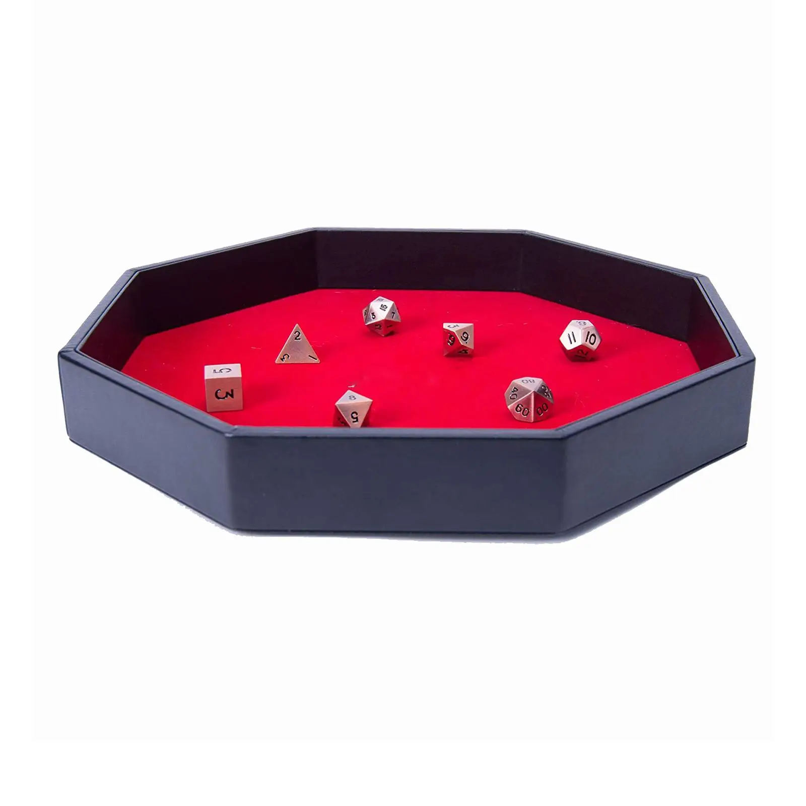 Octagonal Rolling Tray,PU Leather Holder Game Box Velvet for