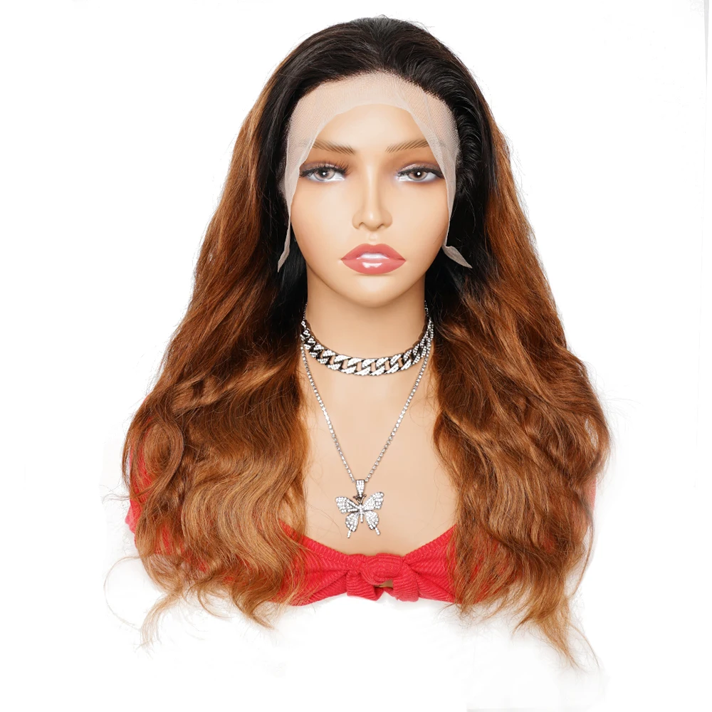 

Body Wave Front Lace Wig 1B30 Ombre Color Medium Auburn With Dark Roots 13*4 Lace Frontal Wigs Remy Brazilian Human Hair 13x4