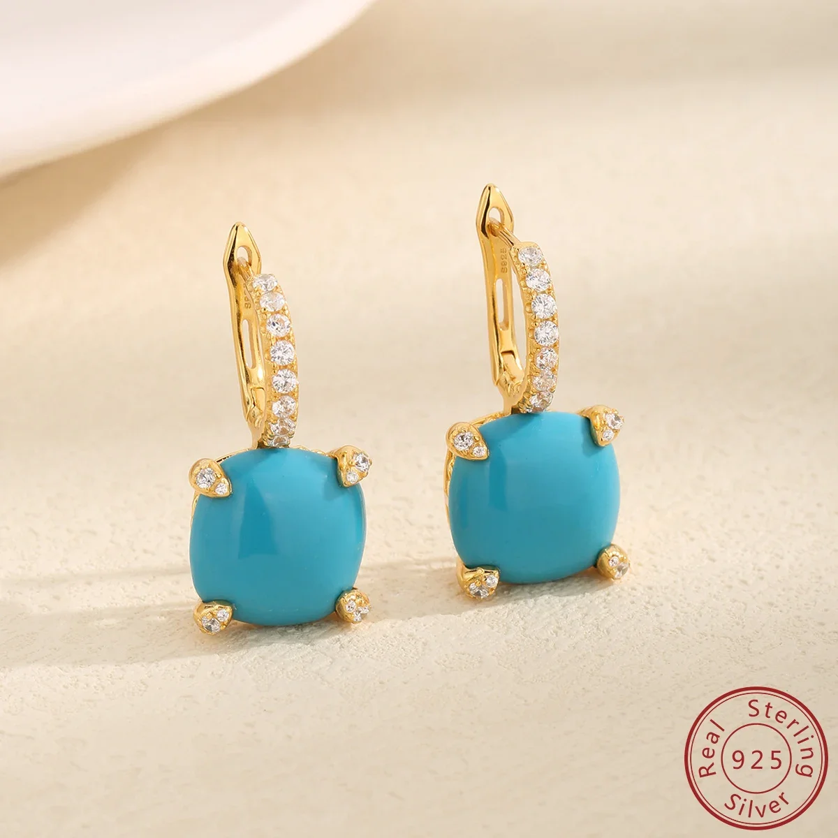 

2023 New 100% S925 Sterling Silver Square Green Pine Zircon Earrings Fashion Versatile Wedding Accessories Jewelry Gifts