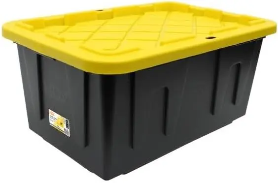 Caja de Almacenamiento de Plástico con Tapa, 102 Litros, Resistente, Apilable, Rectangular, Gris con