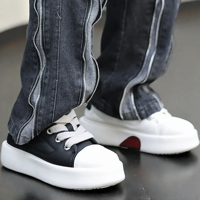 Sneakers Casual Mens Designer White Board Shoes Fashion Microfiber Leather Breathable Height Increased Flat Platform Sport Shoes 5