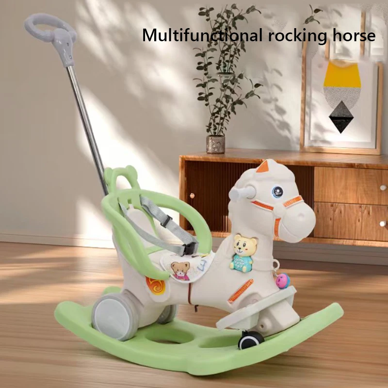 

XIHATOY Rocking Horse Small Wooden Horse Children Rocking Horse Baby Men And Women Baby Dual-use Yo-yo Two-in-one Birthday Gift