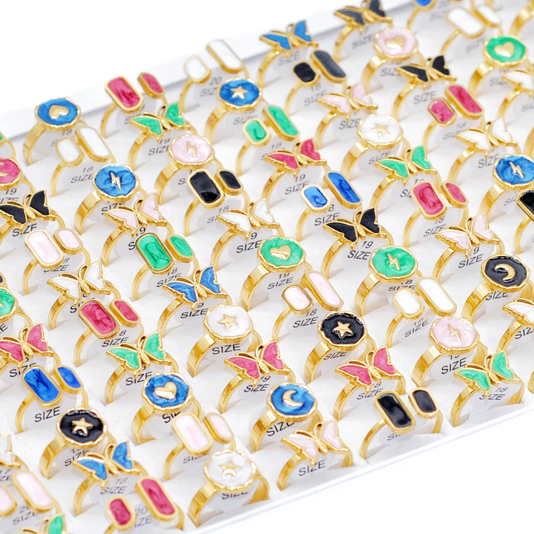 

36 шт./партия, разноцветные корейские кольца с открытым пальцем