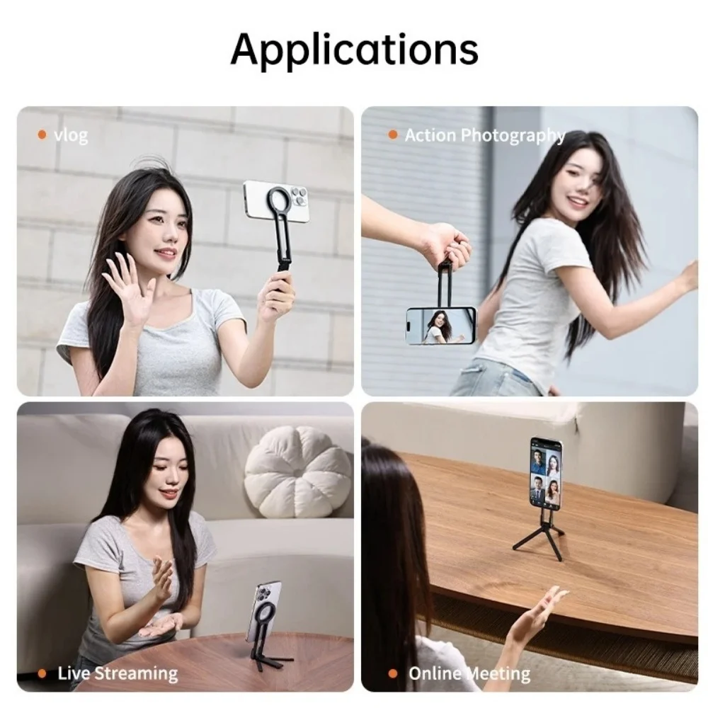 Portable Foldable Desktop Phone Holder Adjustable Creative Carabiner Mount Stand For All Smartphone Magnetic Mobile Phone Tripod
