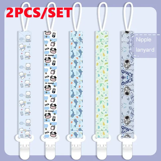 2PCS/set Baby Pacifier Clip Chain Ribbon Anti-lost Pacifier Holder Dummy Clip Soother Holder Chains Baby Teether Toy Chew Gifts 1