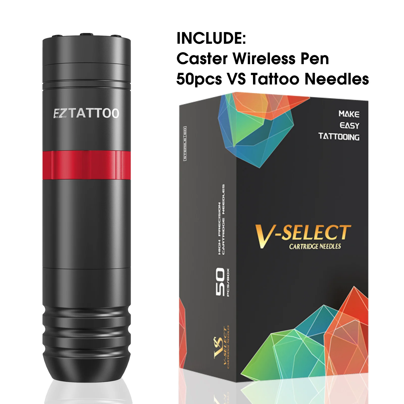 Tattoo Kit EZ Caster Wireless Tattoo Machine Pen 50 PCS MIX RL RM Cartridge