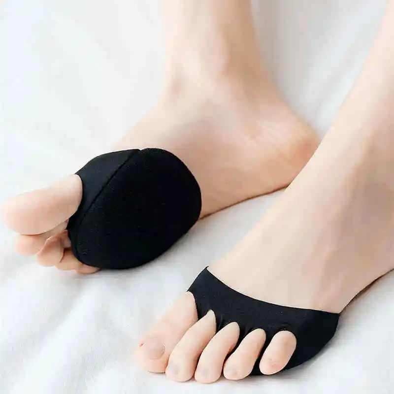 Shoe Insoles Summer Thin Breathable Ice Silk Invisible No Show Socks Five Fingers Forefoot Pads Women High Heels Half
