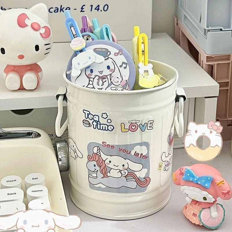 Kawaii Sanrio Pen Holder Large Capacity Cosmetics Organizer Desktop Storage Bucket Ballpoint Pen Storage Bucket School Supplies