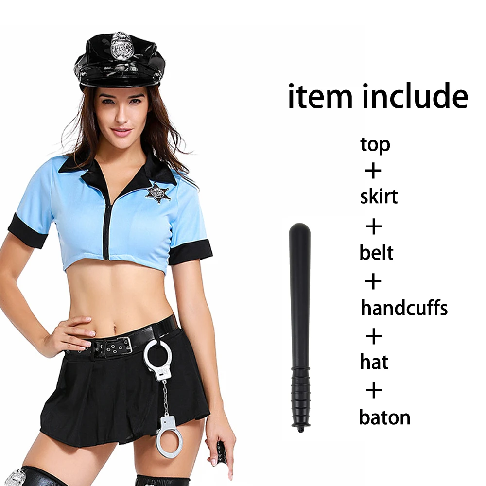 Sexy Women Police Lingerie Uniform Outfit Ladies Exotic Cop Costume Sex Erotic Halloween Policeman Officer Cosplay Fancy Dress