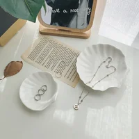 Jewelry Storage Trays Shell Plate Storage Trays Pure White Ceramic Storage Dishes Ring Earings Plate Home Decorative Tray 2