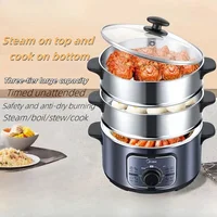 electric steamer household multi-functional stainless steel large-capacity timed steamer three-layer automatic power-off 1