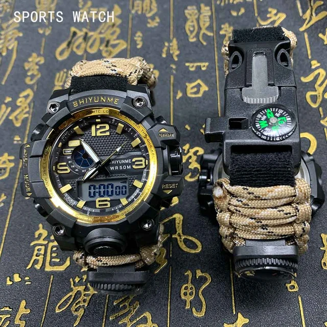 SHIYUNME reloj militar de camuflaje para hombre, reloj Digital LED de  estilo G, resistente al agua, multifuncional, para deportes de  supervivencia al aire libre - AliExpress