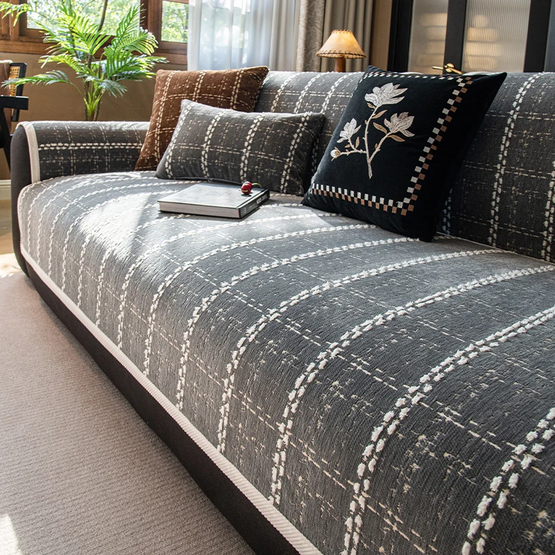 2024 Winter Slipcover Funda Sofa Mats housses de canapé Living Home Non-slip Scottish Plaid Sofa Cushion Couch Sofa Covers 2