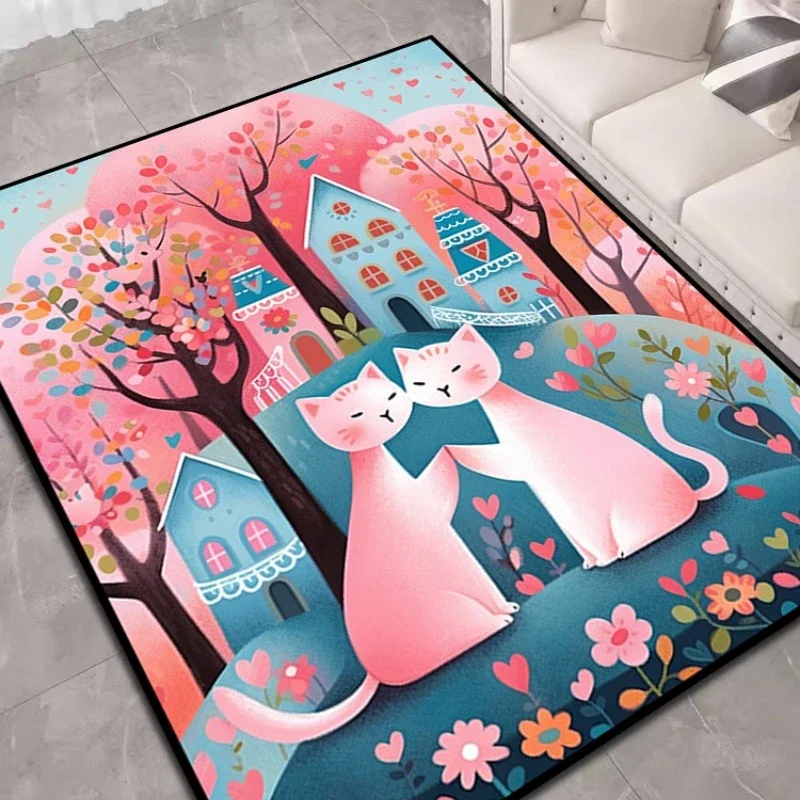 

Cartoon Cat Decorate Living Room Carpet Cute Bedroom Interesting Plush Floor Mat Cloakroom Coffee Table Soft Rug Ковер Tapis 러그