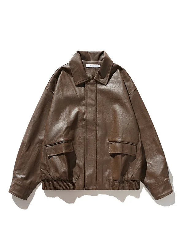 Men Japanese Style Leather Jacket Men's Trendy Brand Cool Street Trend Jackets Autumn and Winter New Men's PU Leather Jacket - 3
