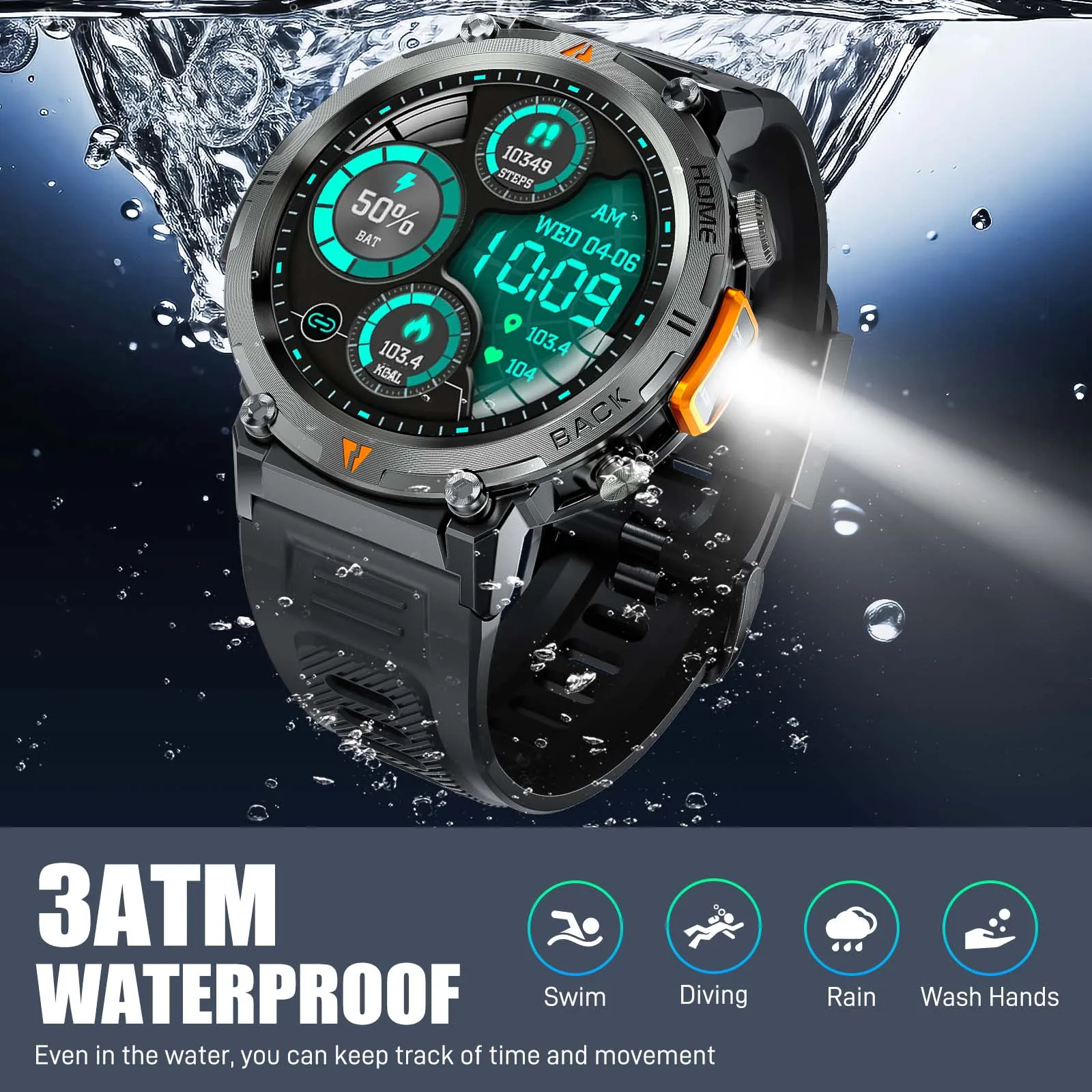 EIGIIS KE3 Bluetooth llamada reloj inteligente hombres pantalla completamente tactil Monitor de salud reloj con linterna hombres SmartWatch para IOS Android AliExpress 44