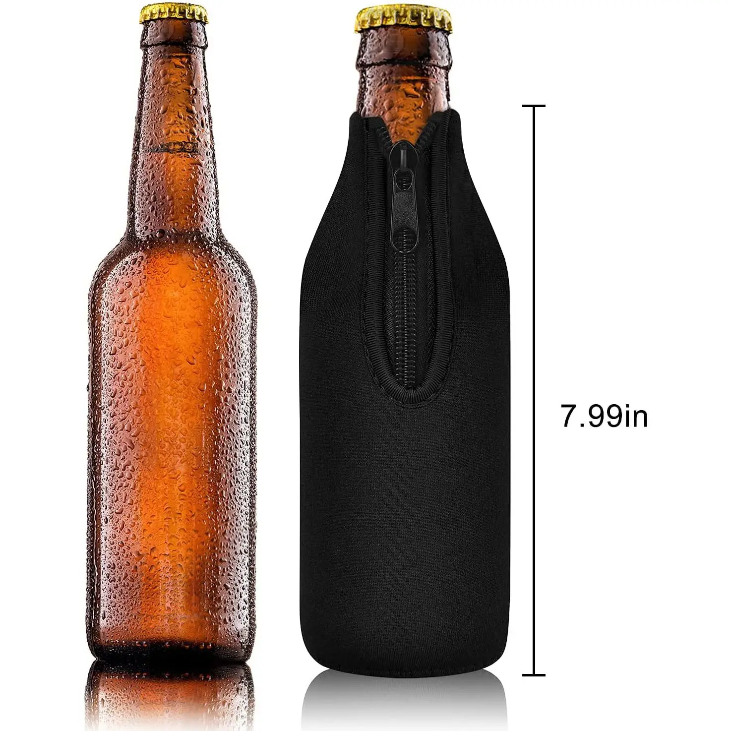 4 Pack Beer Bottle Insulator Sleeve Keep Drink Cold Zip-Up Bottle Jackets Beer Cooler Sleeves Neoprene Cover beer bottle vest