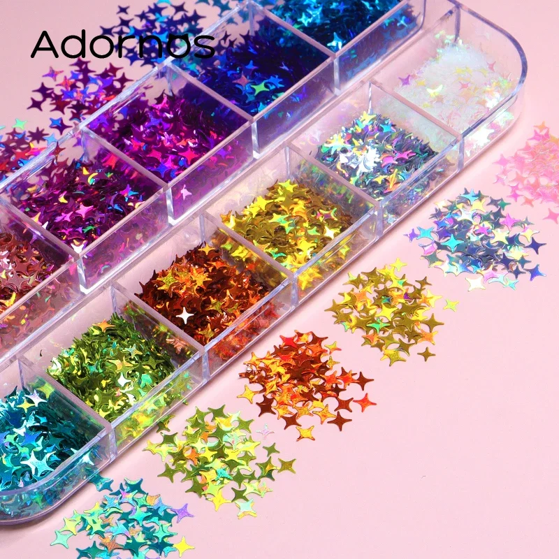 UV Resin Filler Holographic Star Sequins Resin Art Decoration Laser Four-pointed Stars Glitter Flakes Crafts Jewelry Accessories