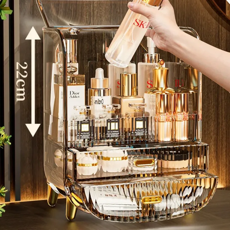 Cosmetic Storage Box, Seamless Dust-Proof Organizer, Transparent Storage Case, Large Capacity Box for Makeup 2